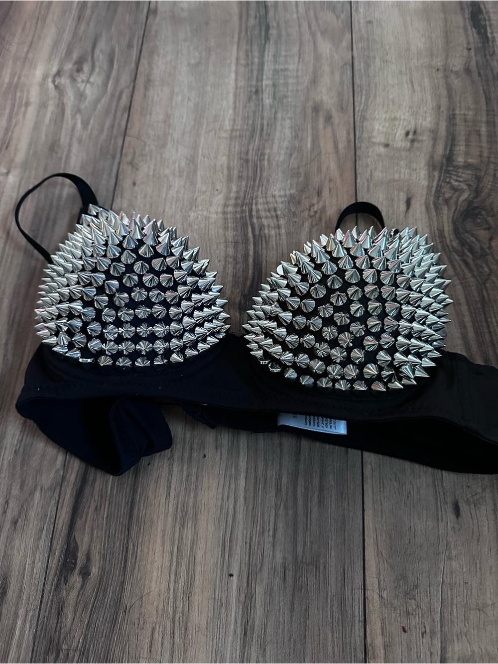 Black Spiked Push-Up Bra with Silver Studs - Women Other Bras size med